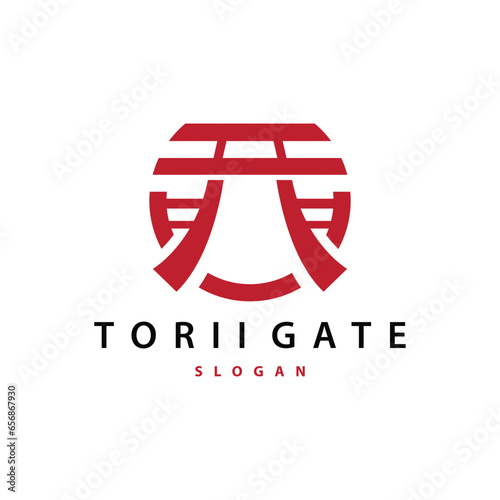 Torii Gate Logo Design Vector Minimalist Illustration Template