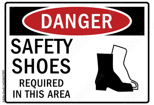 Safety shoes sign and labels safety shoes required in this area