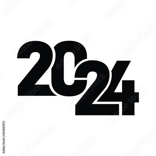 2024 Happy New Year logo text design