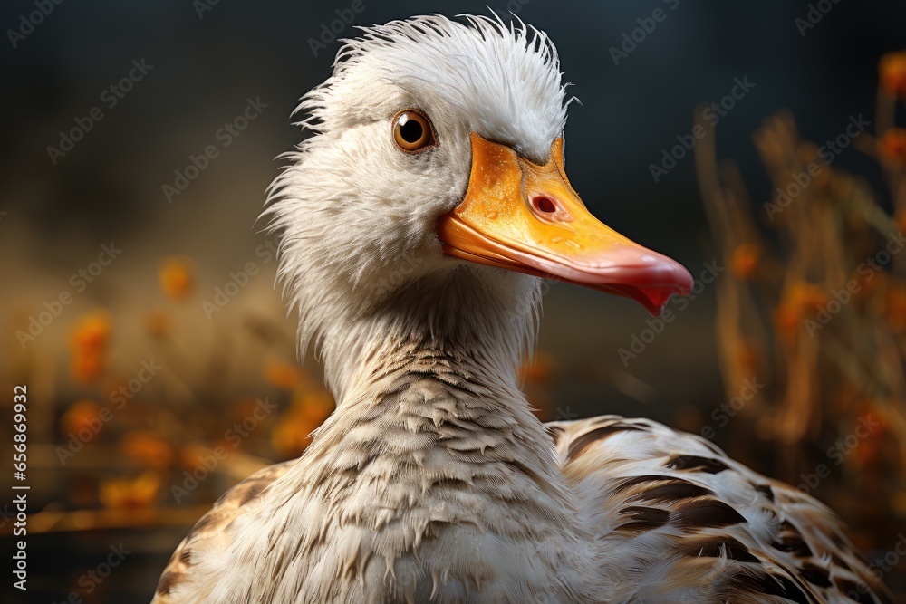 Farmer feeding the ducks by the pond.Duck coop with ducks resting inside at farm,Generated with AI Farmer feeding the ducks by the pond.Duck coop with ducks resting inside at farm,Generated with AI