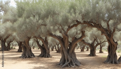 Old olive trees Beautiful grove photo