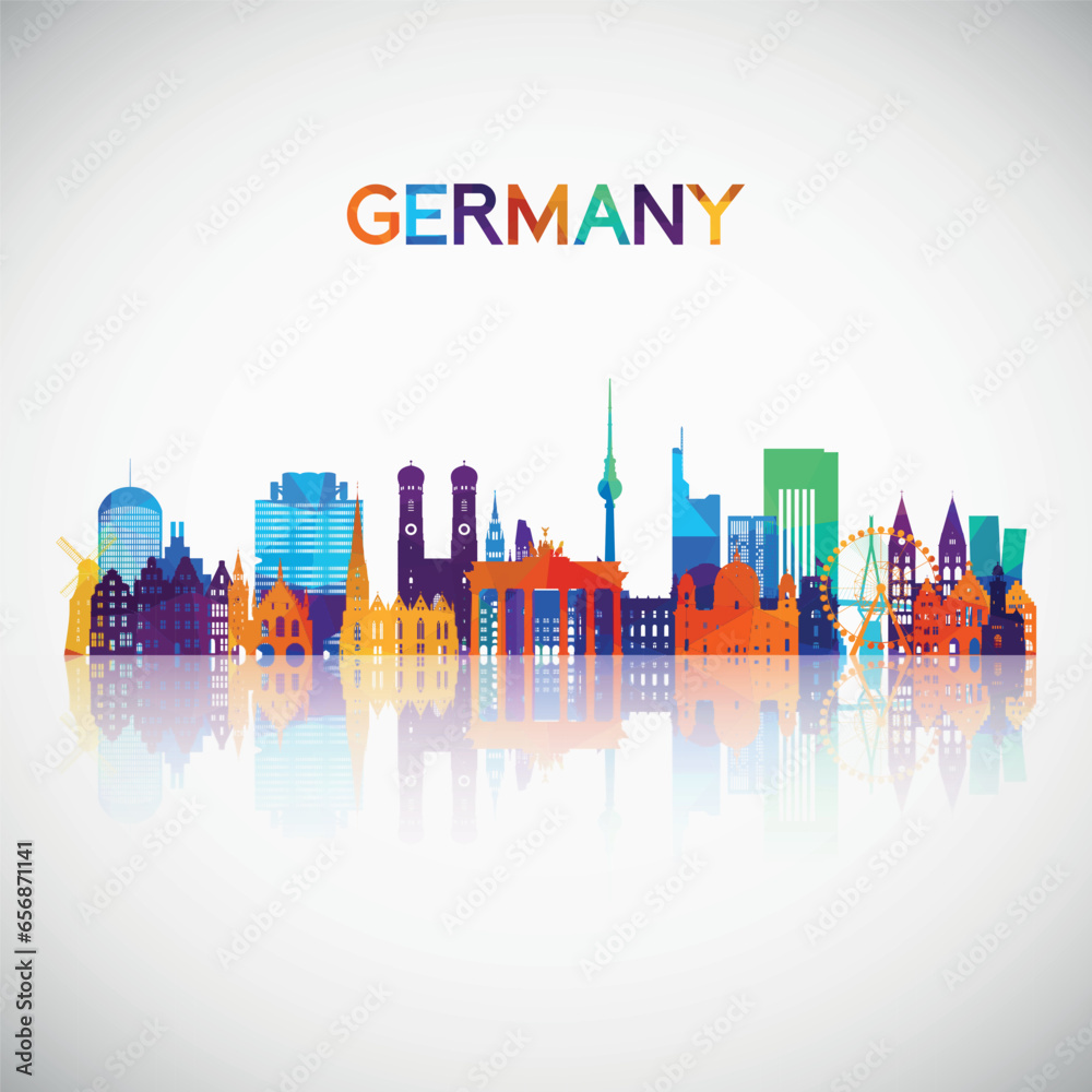 Germany skyline silhouette in colorful geometric style. Symbol for your design. Vector illustration.