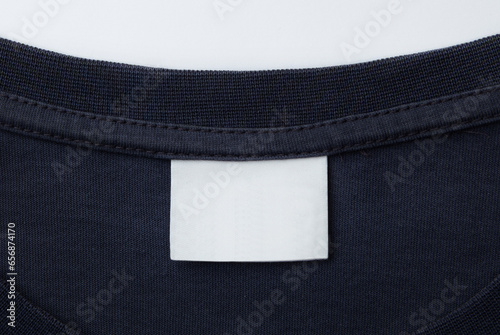 blank clothing label on black t shirt