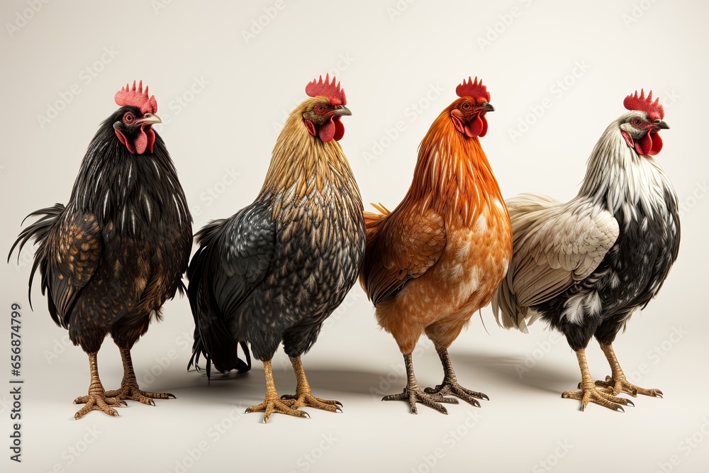 chickens exploring the farm, roaming freely in a grassy field,Generated with AI chickens exploring the farm, roaming freely in a grassy field,Generated with AI