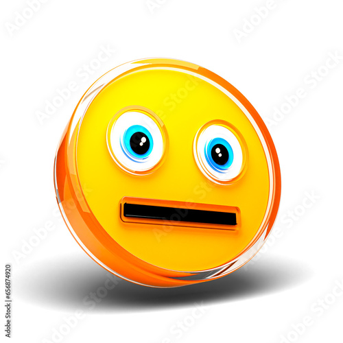 3D Staring Emoticon Icon (PNG) This 3D icon features an emoticon with a staring expression, perfect for representing curiosity, focus, and intense observation. Ideal for emoticon collections, web 