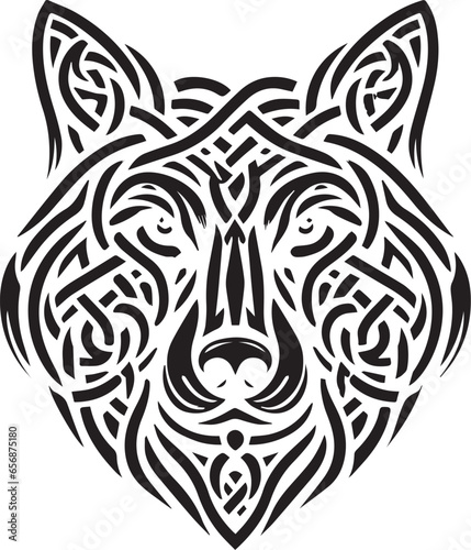 Celtic Dog/Wolf Face Vector