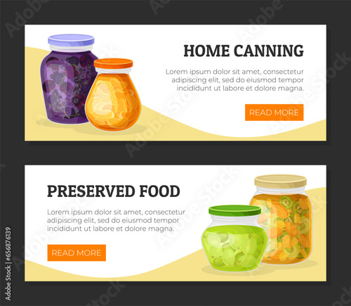 Preserved Food Glass Jar Banner Design Vector Template