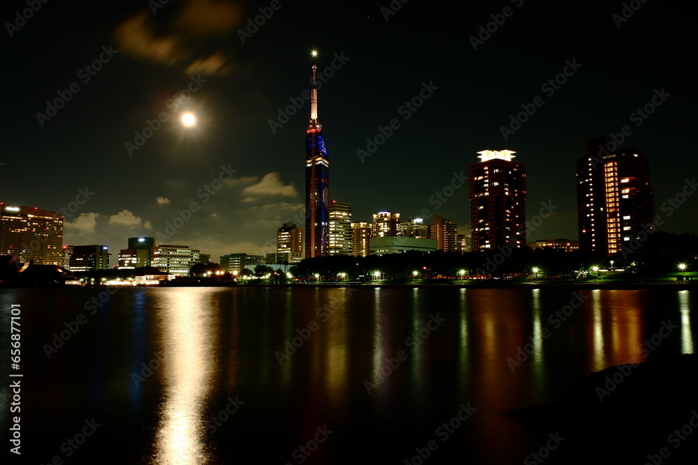 シーサイドももち海浜公園　夕暮れ　マジックアワー