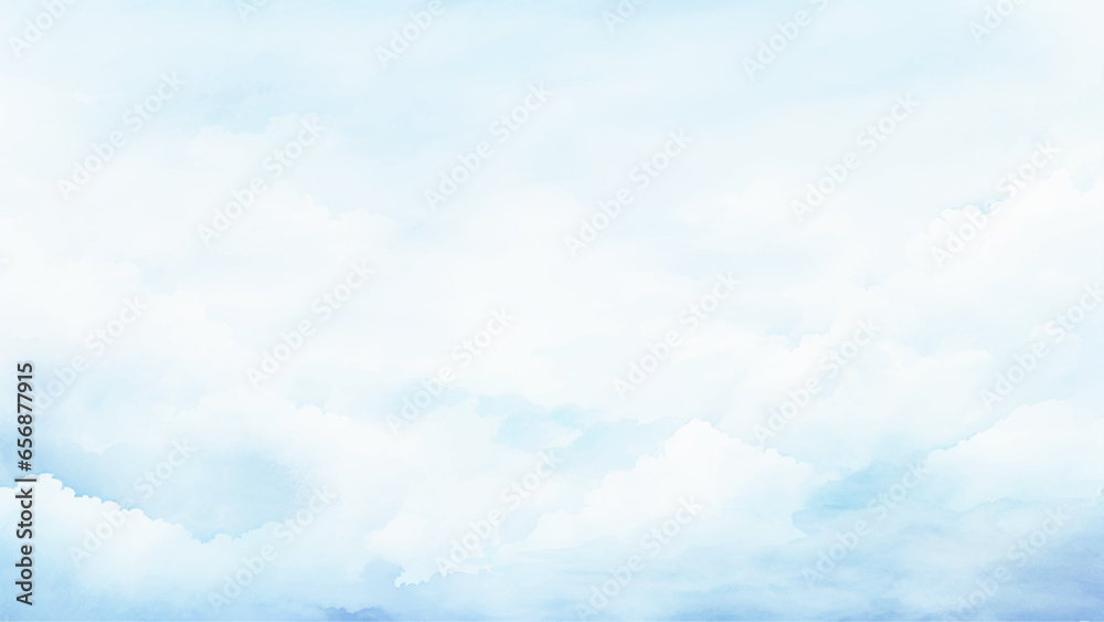Fototapeta premium blue watercolor abstract cloudy soft blue background. Creative and painted cloudy sky-blue watercolor background. light blue watercolor for background.