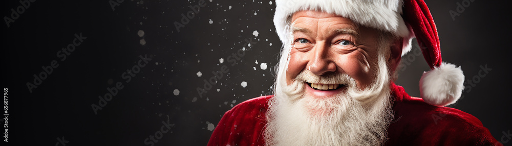 portrait of handsome smiling man in santa claus wearing - obrazy, fototapety, plakaty 
