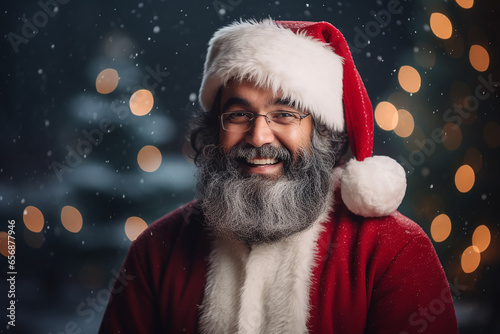 portrait of handsome smiling man in santa claus wearing