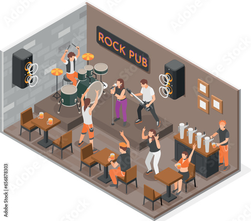 Rock Music Isometric Concept