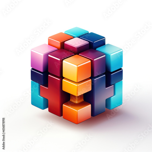 Color cubes isolated on a white background