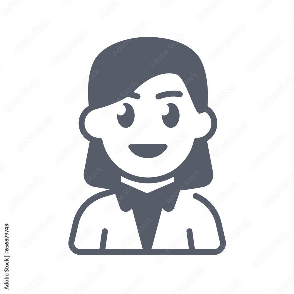 Emoji icon of business woman for person avatar female sticker