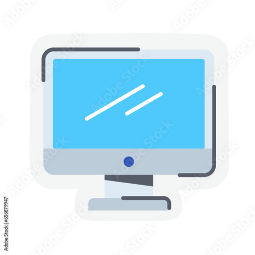 Emoji icon of a lcd monitor for computer display device sticker