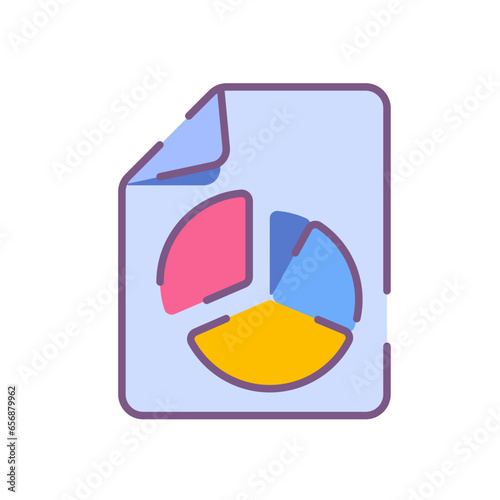 Emoji icon of annual report document for statistic analytic chart sticker