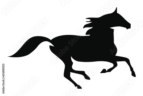 A silhouette of a running horse
