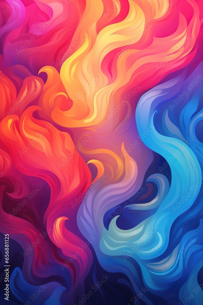 Obraz premium Background abstract of a Dynamic Multicolored Smoke Waves, fabric shapes, swirls and gradients