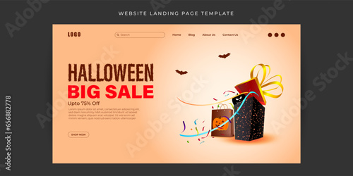 Vector illustration of Happy Halloween Sale Website landing page banner Template