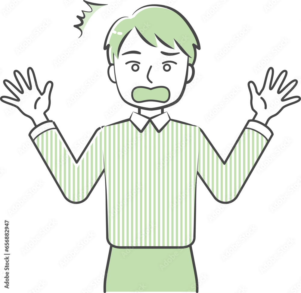 Surprised man's upper body illustration-friendly simple touch Surprised man's upper body illustration-friendly simple touch
