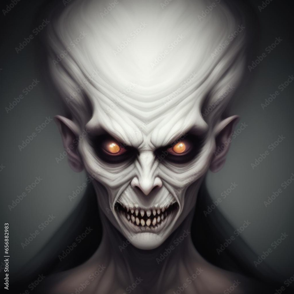 Atmospheric portrait of a sinister scary demonic ghostly apparition. Generative AI Atmospheric portrait of a sinister scary demonic ghostly apparition. Generative AI