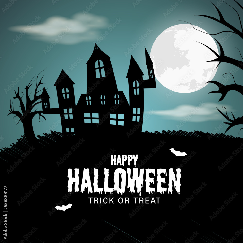 Vector illustration of Happy Halloween social media feed template