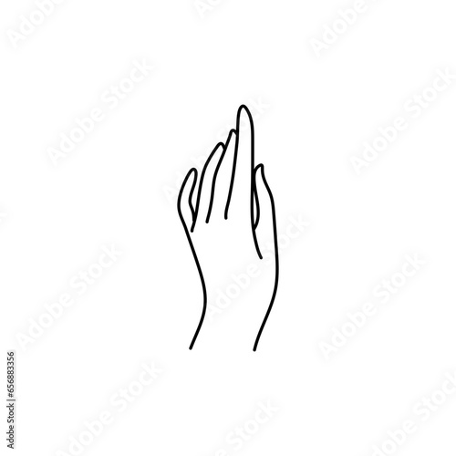 Woman's hand icon line. Vector Illustration of Elegant female hands. Lineart in a trendy minimalist style.