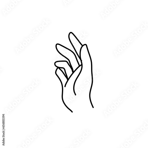 Woman's hand icon line. Vector Illustration of Elegant female hands. Lineart in a trendy minimalist style.