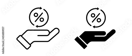 Tax icon vector set. Percent sign with hand. Taxation