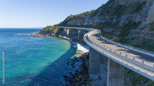view of sea cliff bridge from a droneview of sea cliff bridge from a drone