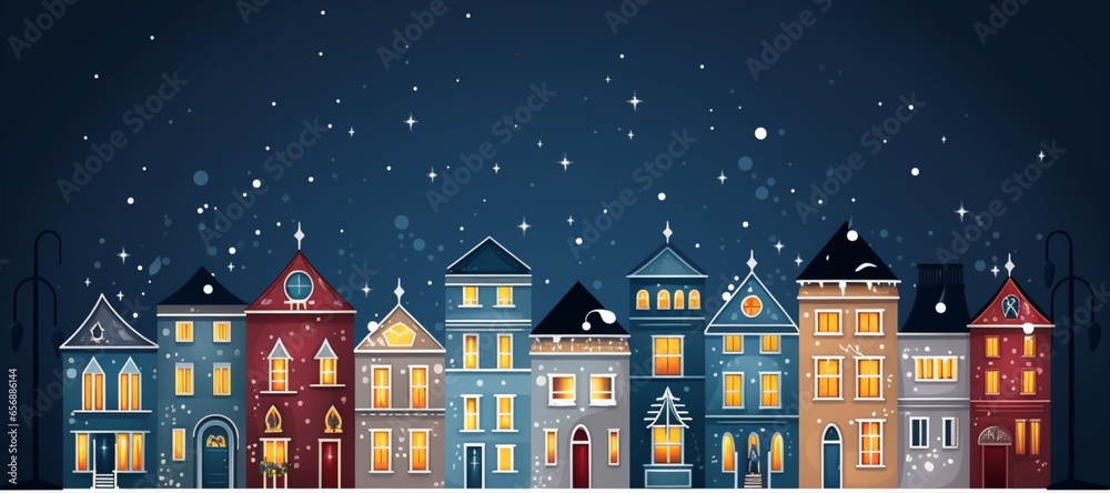 Wonderful Christmas night, Christmas village scene background