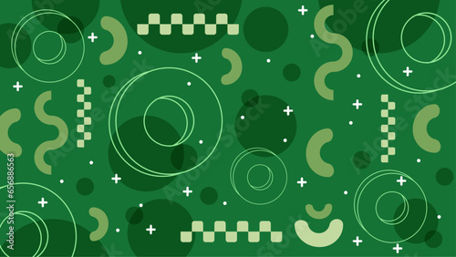 Memphis style green circle backgrounds flat vector Illustrations for Background