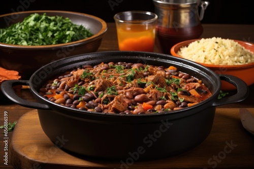 brazilian feijoada stew with beans and pork