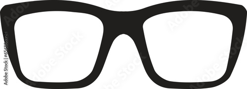 Vector illustration of hipster nerd style black glasses silhouette isolated on white background 