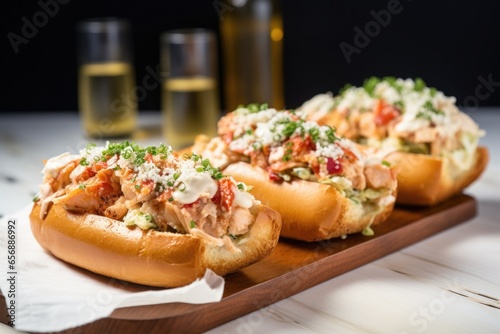 three lobster rolls in a row