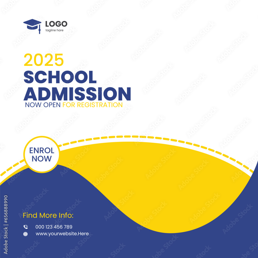 Fototapeta premium Vector school admission social media post and instagram post template