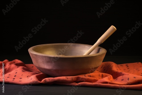 sound bowl with mallet on a soft cloth