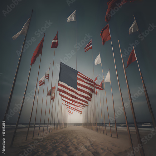 American flag on a wind