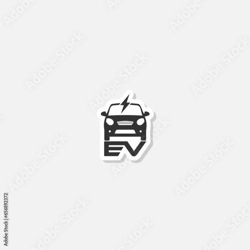 EV car electric vehicle charger logo icon sticker isolated on gray background
