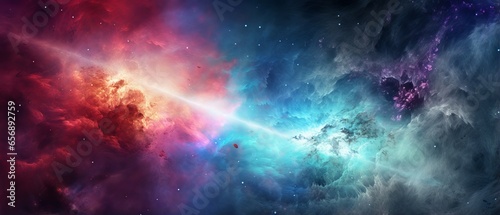 A cosmic wonder of star field and nebula: an outer space background with glowing and colorful effects photo