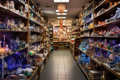 rows of shelves filled with hanukkah themed items in a store