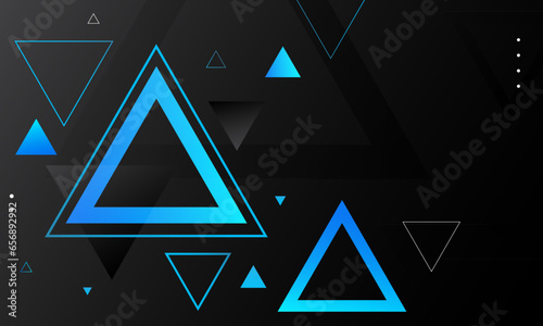 Abstract black background with blue triangles. Eps10 vector
