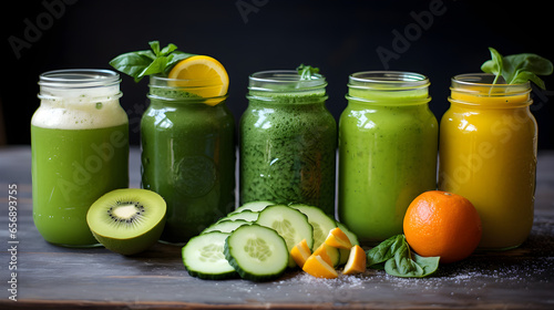 Cleansing concept with green smoothie