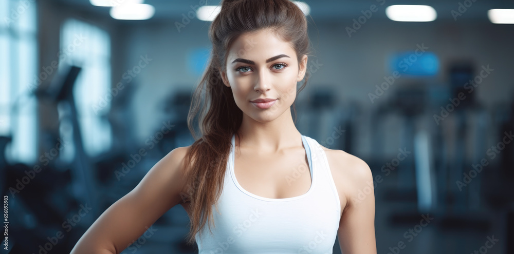Person giving thumbs up in the gym, gym advertising example illustration, working out, healthy living, healthy body, encourage healthy living, fitness illustration. generative ai Person giving thumbs up in the gym, gym advertising example illustration, working out, healthy living, healthy body, encourage healthy living, fitness illustration. generative ai
