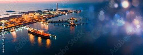 Stampa su tela Aerial view oil tanker