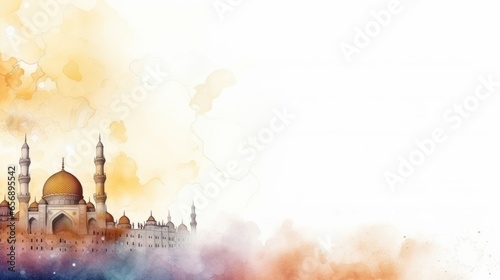 Ramadan watercolor illustration, no text photo