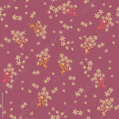 Cute, trendy ditsy, small flowers, spaced out doodle flowers, hand drawn floral, seamless pattern print for fashion, textile, tshirt, girls, kidswear, womens wear