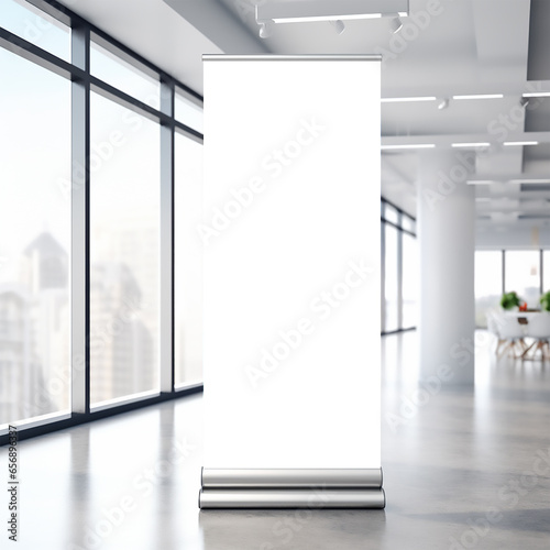 Roll up banner mockup isolated 