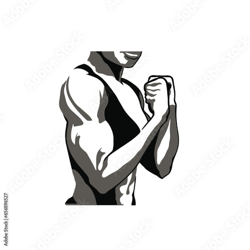 forearm silhouette of a person, bodybuilder forearm, biceps banner	