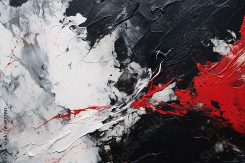 Banner with abstract art, made with mixed black, white and red oil paint